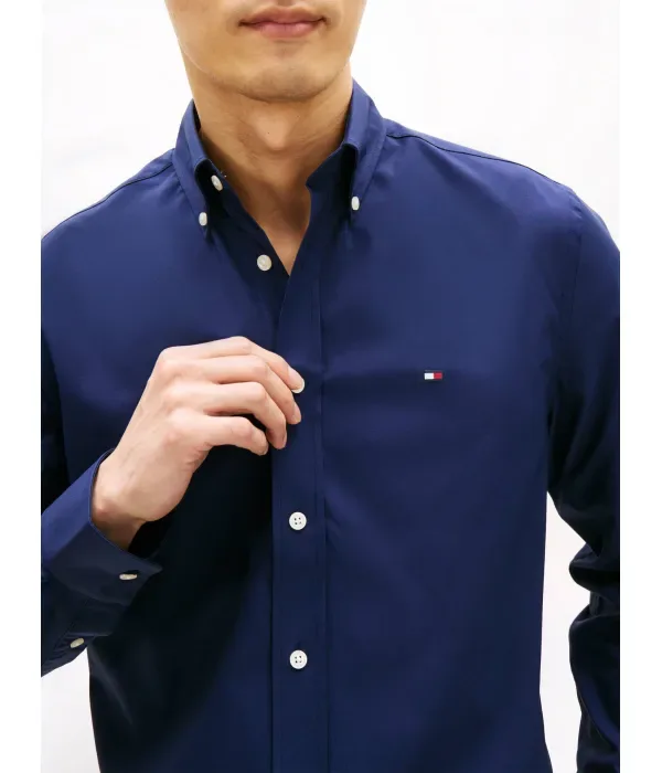 Однотонная рубашка из поплина для активного отдыха regular fit Tommy Hilfiger, темно-синий — фото 4