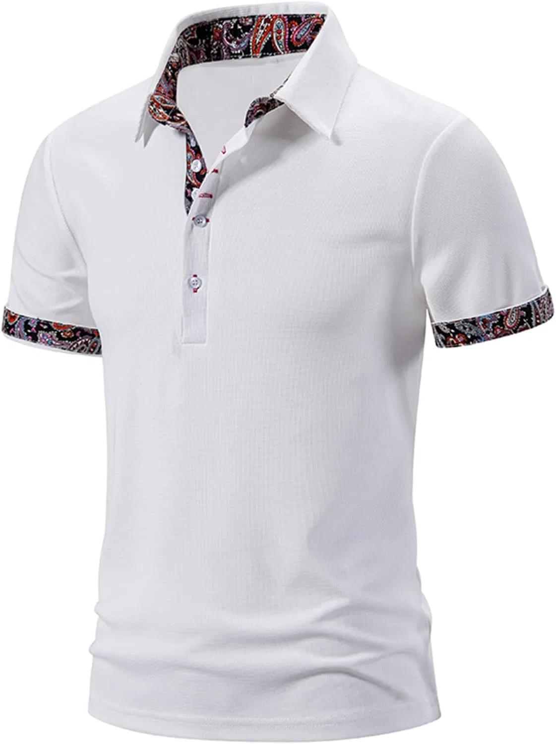 Мужское поло с коротким рукавом, влагоотводящее, Athletic Collared, патчворк, White