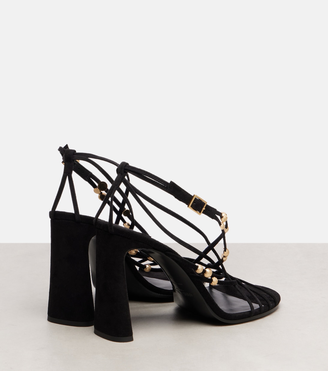 Felice 95 декорированные замшевые сандалии Jimmy Choo, Black/Gold — фото 2