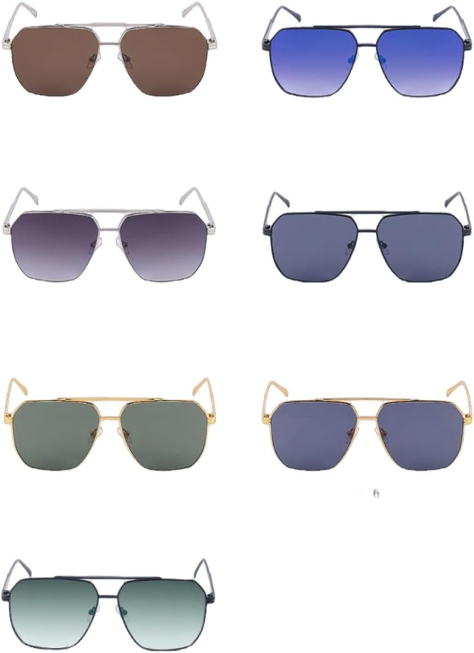 

Ретро-солнцезащитные очки большого размера для мужчин и женщин, модные солнцезащитные очки с двойной перемычкой для вождения автомобиля, классические большие металлические солнцезащитные очки TKKTLLT, Black Gray