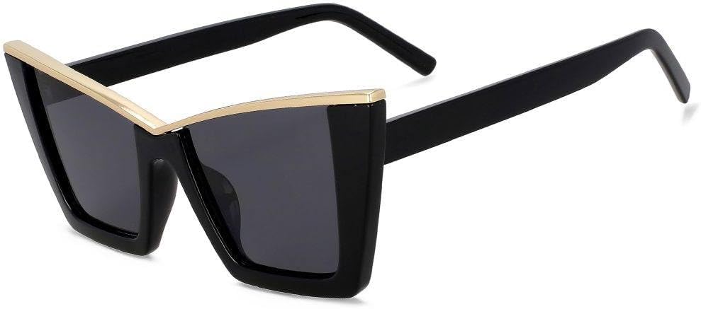 

Ретро-солнцезащитные очки «кошачий глаз» для женщин, популярные солнцезащитные очки, черные очки для водителей, зеркальные очки с защитой от УФ-излучения UV400 TKKTLLT, C1blackgrey