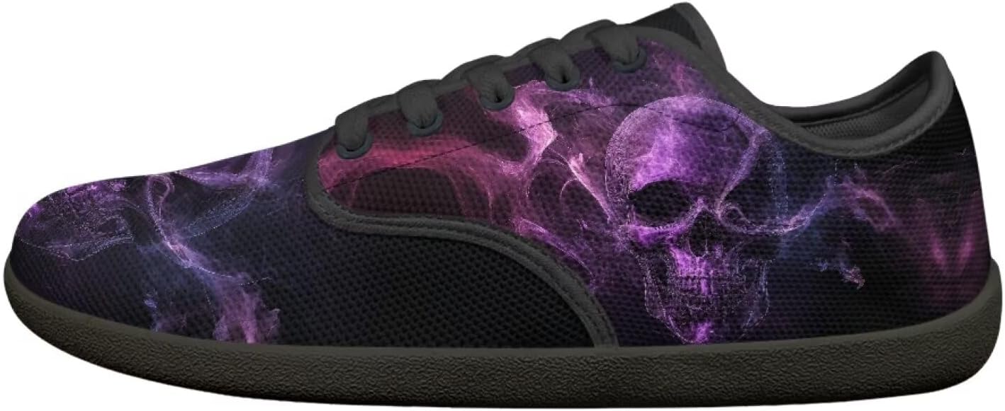 

Мужские кроссовки низкие повседневные с шнуровкой, с широким носком, для ходьбы, кроссовки с подошвой нулевого перепада Pointodoor, Skull