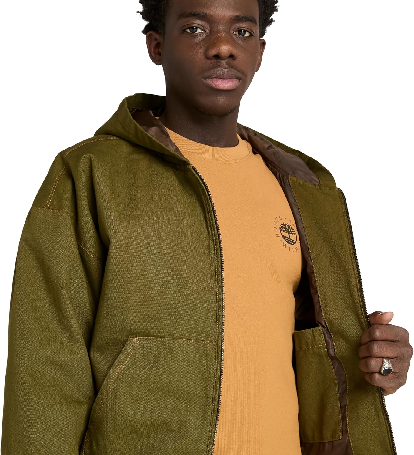 

Timberland мужская синтетическая утепленная пуховая куртка Silicon Badge, LTH BROWN-GREEN GABLES, L