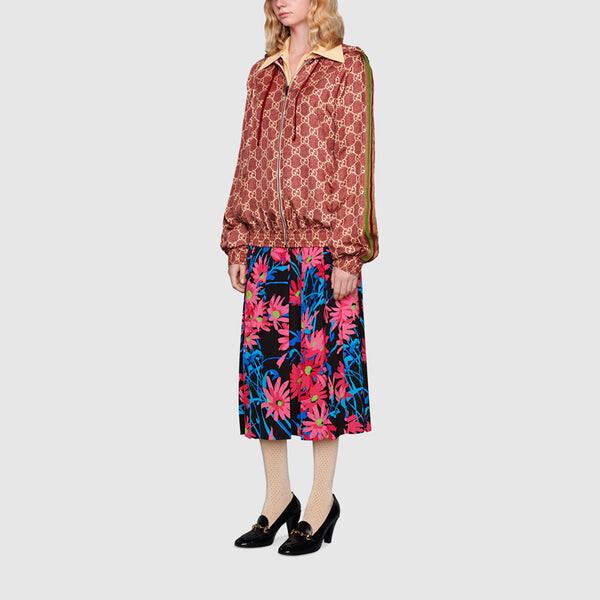 Куртка gg supreme print silk jacket 'sweet berries rose' Gucci, красный — фото 4