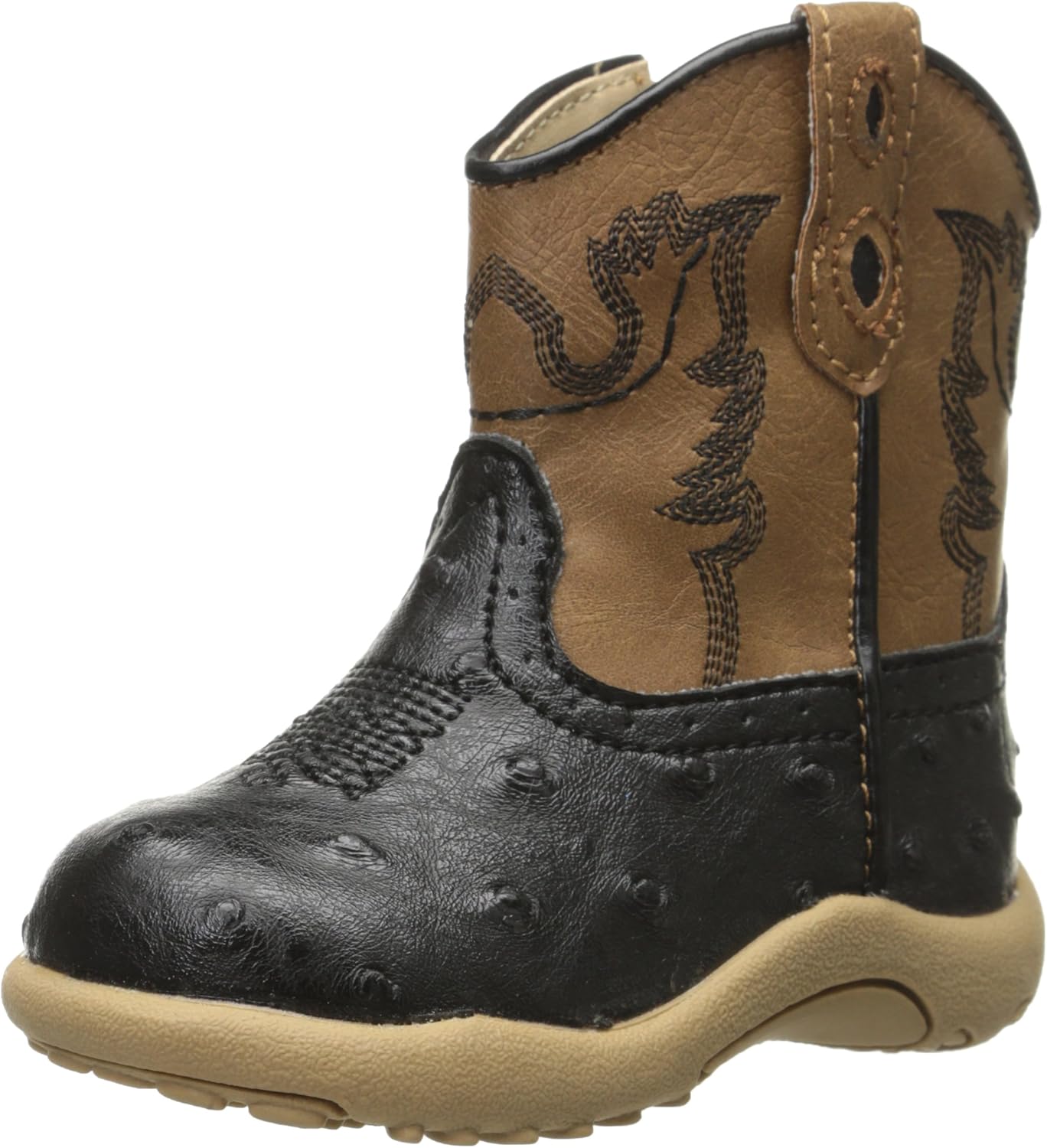 

Детские повседневные ботинки Roper Kids Boys Bumps из искусственной страусиной кожи с квадратным носком до середины голени - коричневые