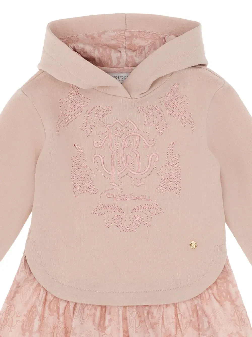 Платье с вышитым логотипом и эффектом многослойности Roberto Cavalli Junior, розовый — фото 3