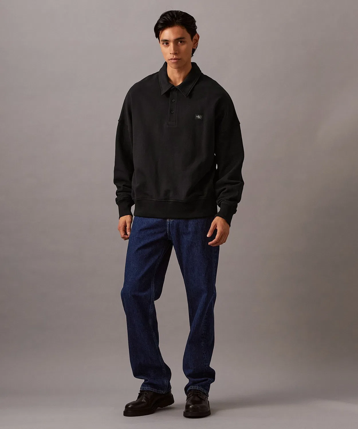 Свитшот регби Calvin Klein Jeans, свободный крой, светло-бежевый — фото 3
