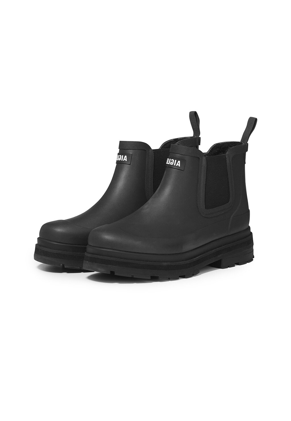 Женские резиновые сапоги Aigle короткие с текстильной вставкой, черный — фото 3