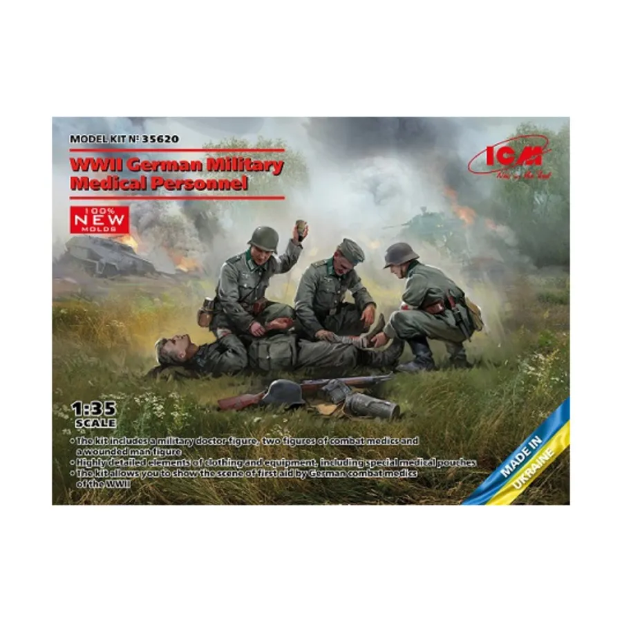 

Немецкий военный медицинский персонал времен Второй мировой войны с раненым солдатом, Military Models 1/35 Scale (ICM)