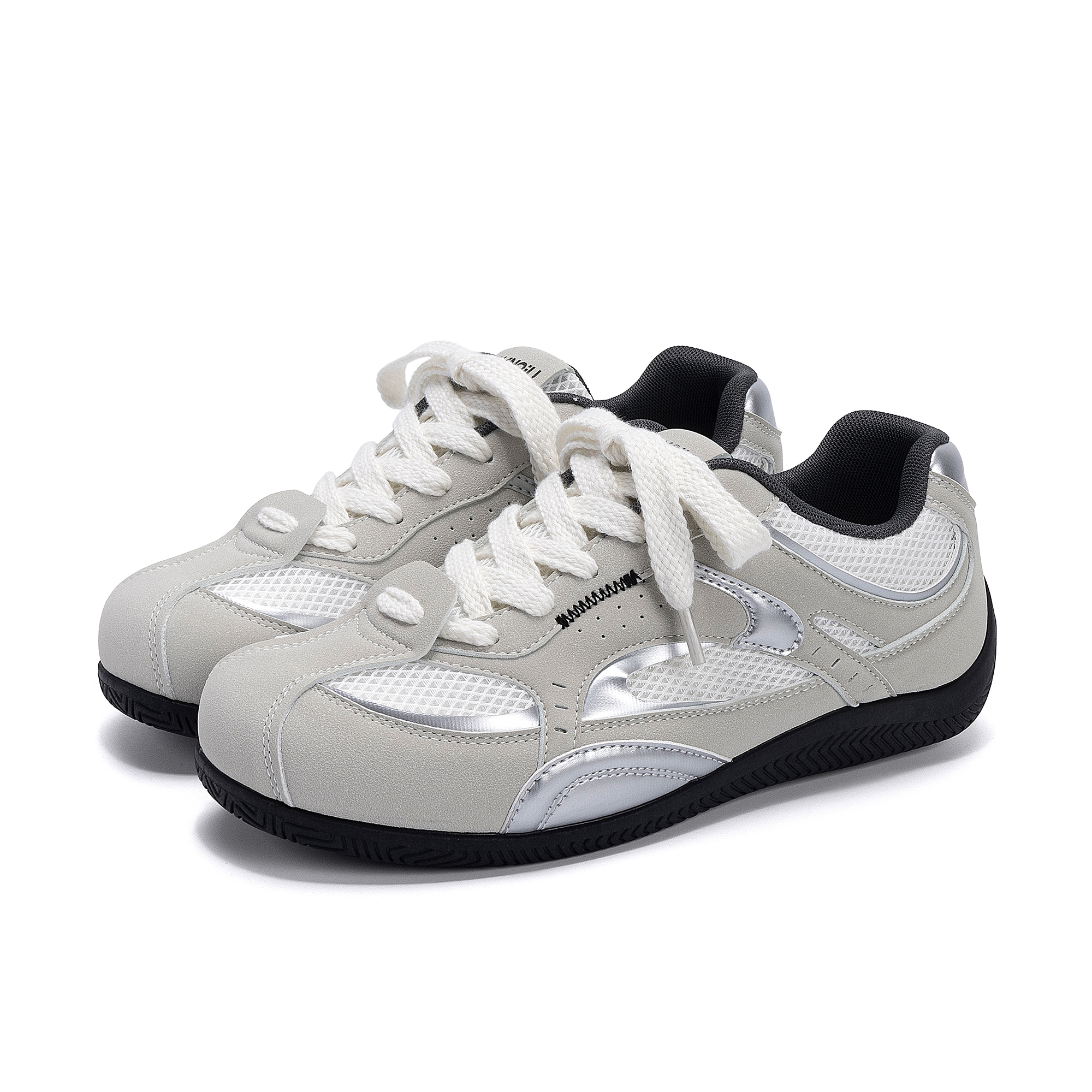 HUANQIU Кроссовки для скейтборда Racing Shoes, синтетическая кожа, текстиль, низкие, мужские, серый серебристый — фото 4