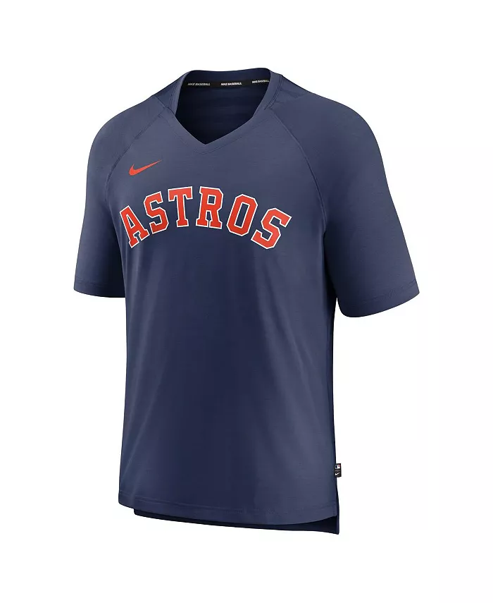 Мужская футболка Houston Astros Authentic Collection Pregame Raglan Performance V-Neck в синем цвете Nike — фото 3