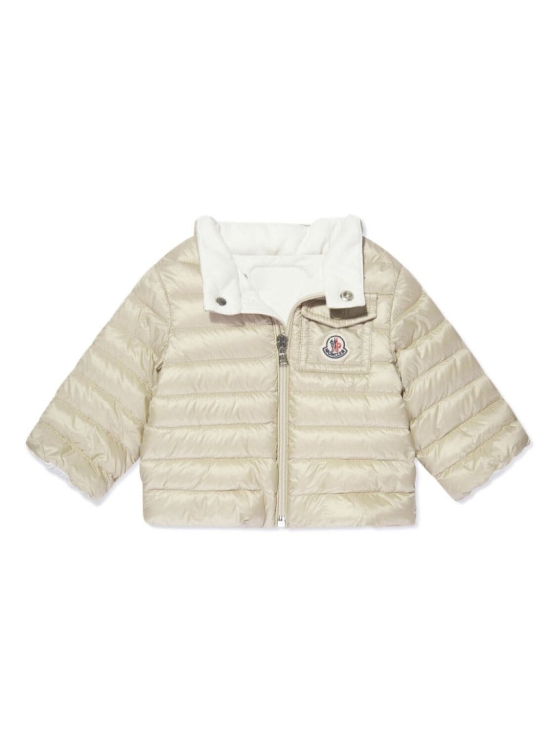 

Пуховик с логотипом Moncler Enfant, бежевый