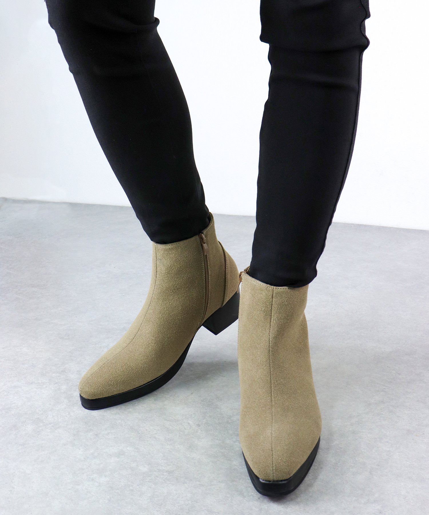 Мужской комплект уличной одежды: короткие сапоги на высоком каблуке 6814 Lovehunter, Beige suede