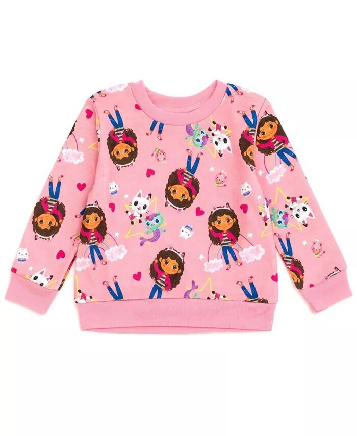 

Pandy Paws Mer Cat Cakey Cat Girls Французский махровый свитер для девочек Розовый для малышей Dreamworks Gabby'S Dollhouse, розовый