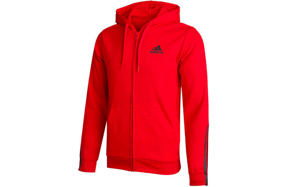 Куртка Men's adidas Logo Hooded Zipper Knit Red Jacket, красный — фото 3