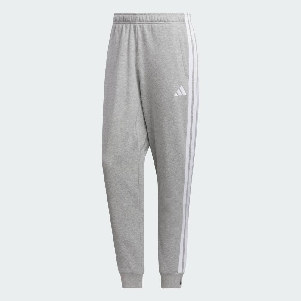 Брюки Essentials Plus Regular Fit с тремя полосками, из французского махрового трикотажа, с манжетами. Adidas, gray — фото 4