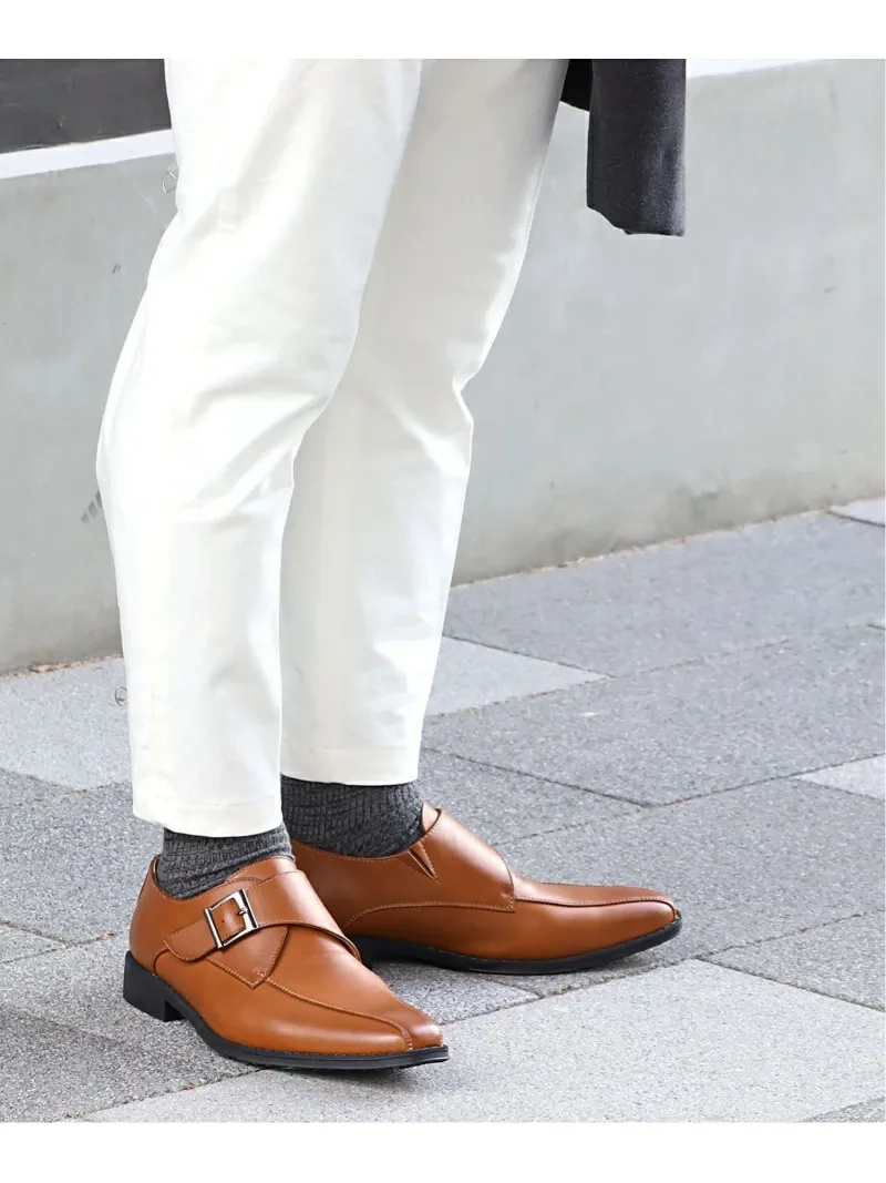 Офисные классические туфли-монки с нескользящей подошвой 2674 Aaa+, Light brown — фото 3