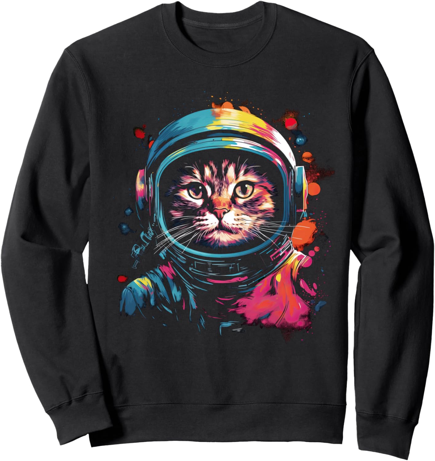 

Толстовка с изображением котенка в стиле «Космос и галактика НЛО» и астрокробатическим рисунком Astrokitty For Cat And Space Fans, черный