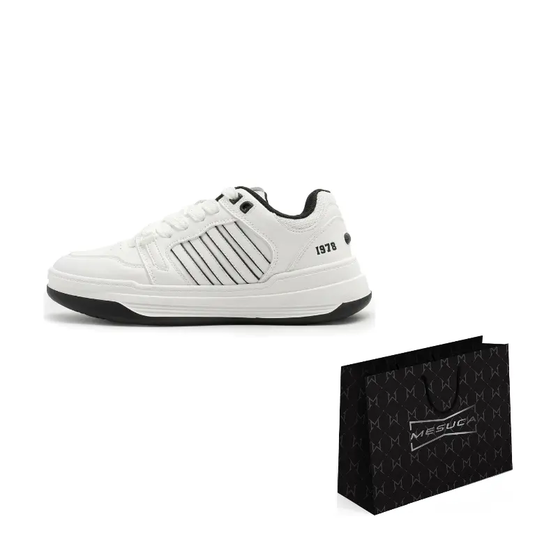 

MESUCA Низкие скейтерские кроссовки унисекс бело-черные, цвет White Black