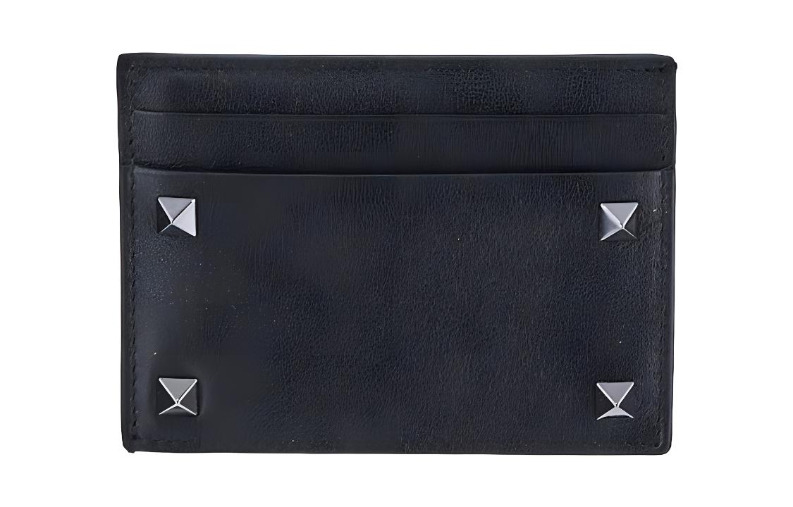 

Валентино Мужской картхолдер Black из телячьей кожи с шипами
