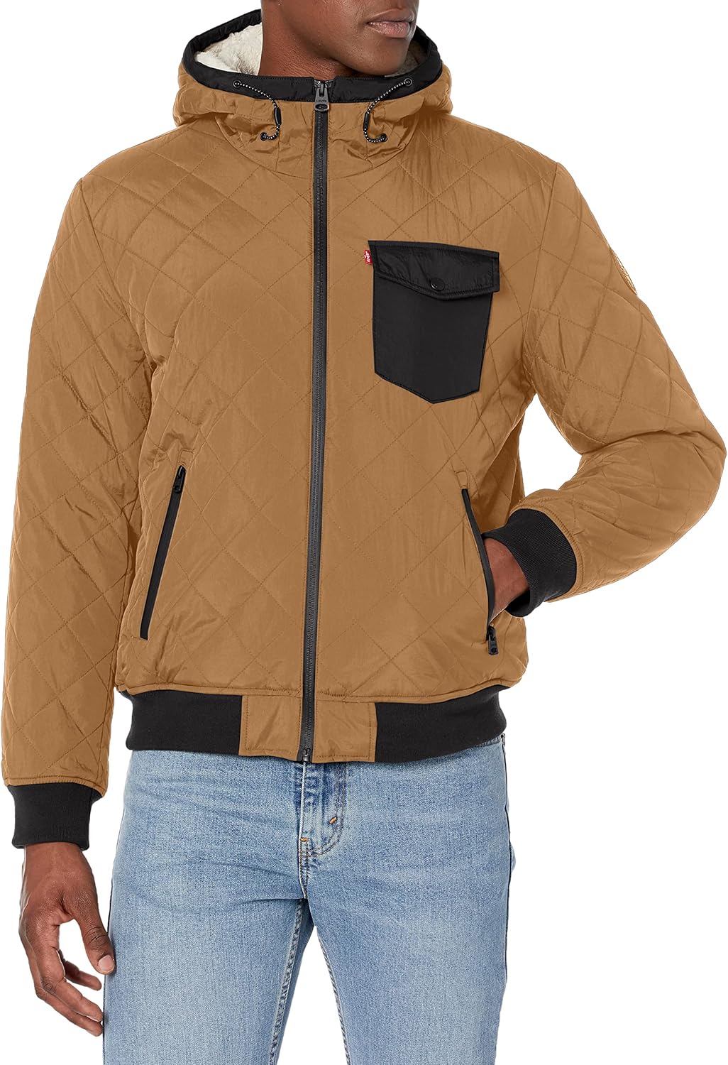 

Мужская куртка-бомбер Levi's с ромбовидной стеганой подкладкой из шерпы, Brown