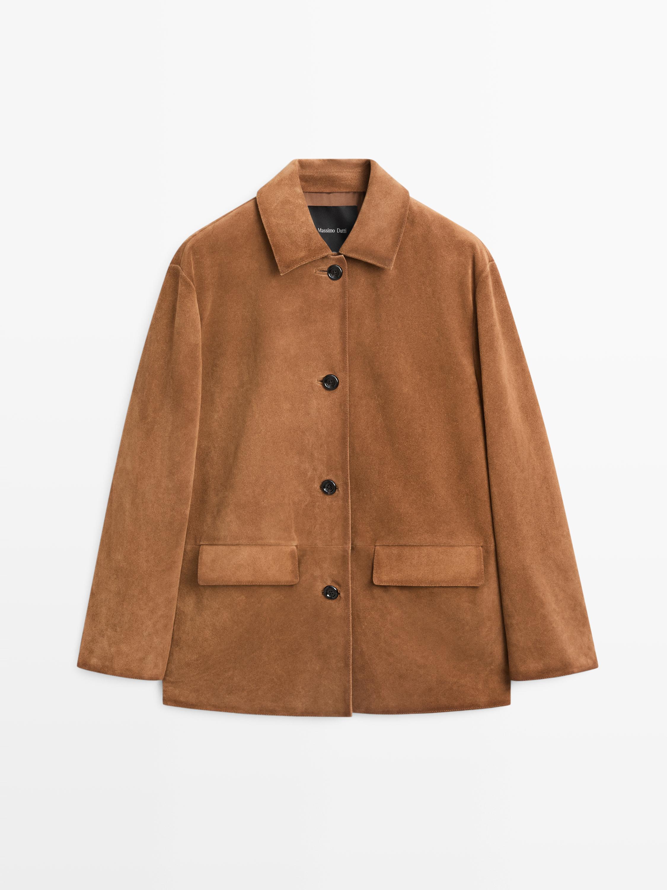 Замшевая кожаная куртка Massimo Dutti, camel — фото 2