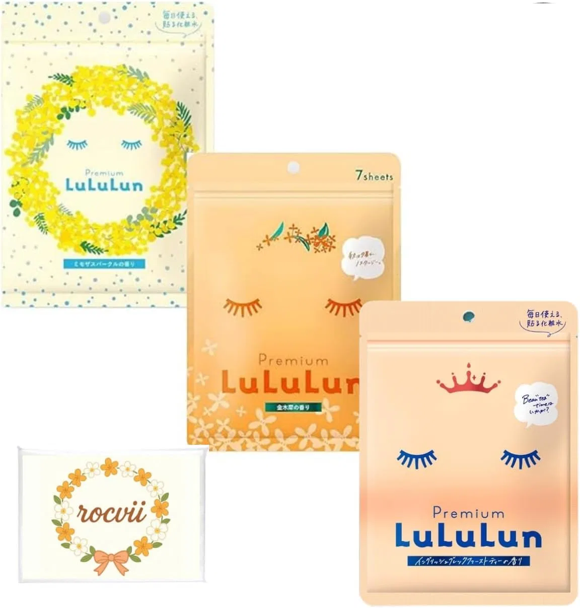 Набор листовых масок для лица Lulun Limited Trial, 7 шт., ароматы Османтус Мимоза Спаркл и Черный чай (Английский завтрак)