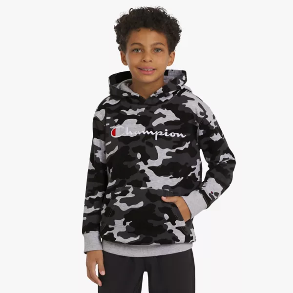 

Толстовка с вышивкой и фирменным принтом для мальчиков 8-20 лет Champion, цвет gray camo