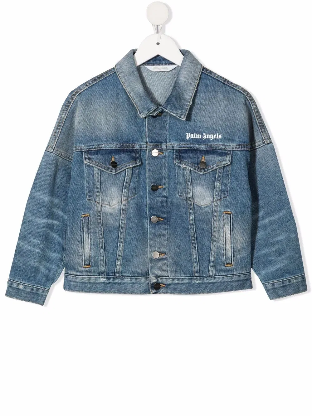 Джинсовая куртка с логотипом Palm Angels Kids, синий