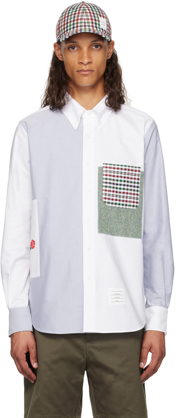 

Рубашка с белыми и синими вставками Thom Browne