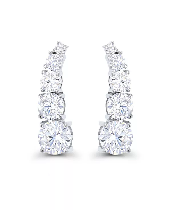 

Изогнутые серьги-клаймберы из 14-каратного розового золота с кубическим цирконием (также из 14-каратного золота по серебру или 14-каратного розового золота по серебру) Macy'S, white