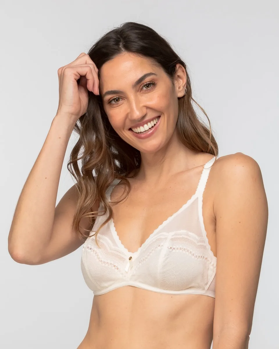 

Бюстгальтер на косточках с кружевом и сеткой Playtex, белый