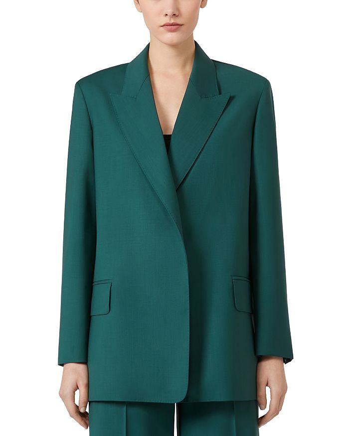 

Шерстяной пиджак с острыми лацканами Max Mara, зеленый