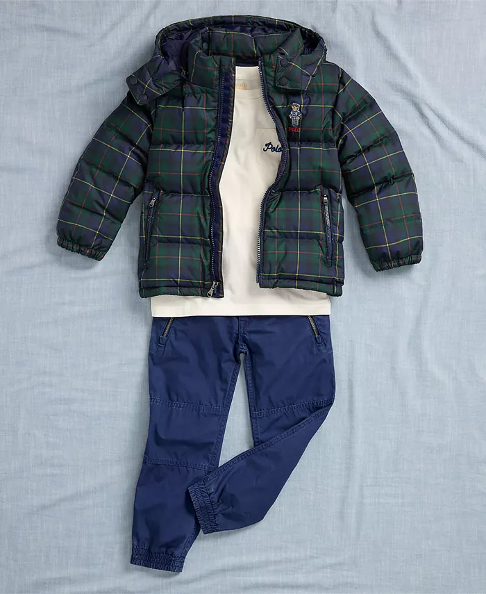 Детские хлопковые брюки-джоггеры для малышей и мальчиков Polo Ralph Lauren, синий — фото 3