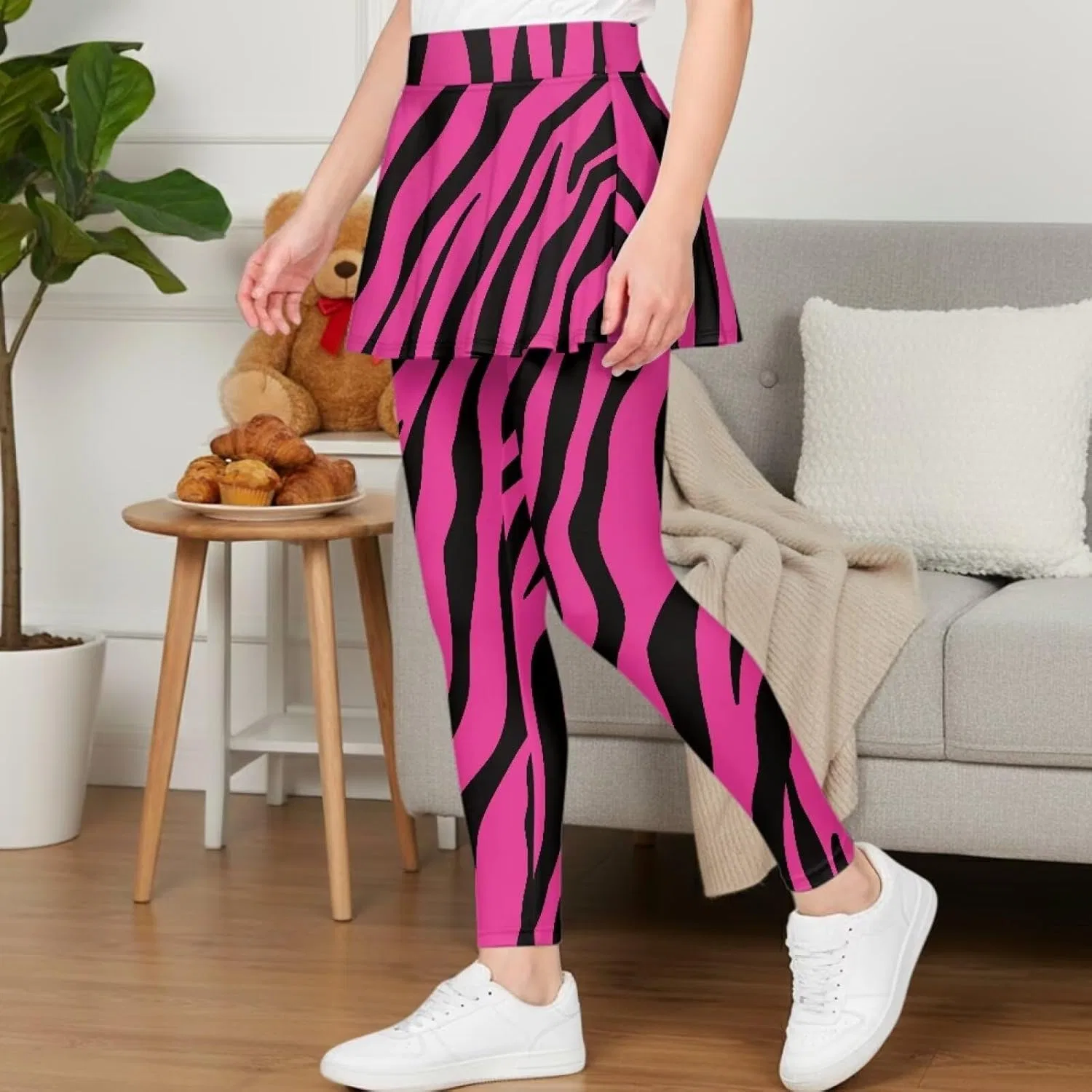Леггинсы с юбкой 2 в 1 для девочек, Yatixapu, Zebra Print — фото 3