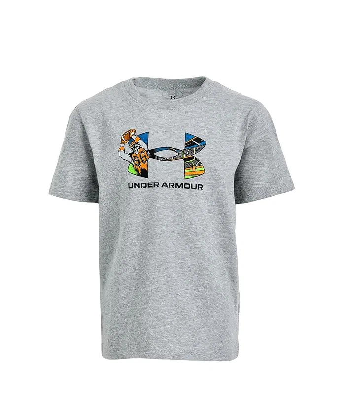 Футболка с логотипом дышащая Logo Football Short Sleeve Under Armour Kids, Black/Black/Black