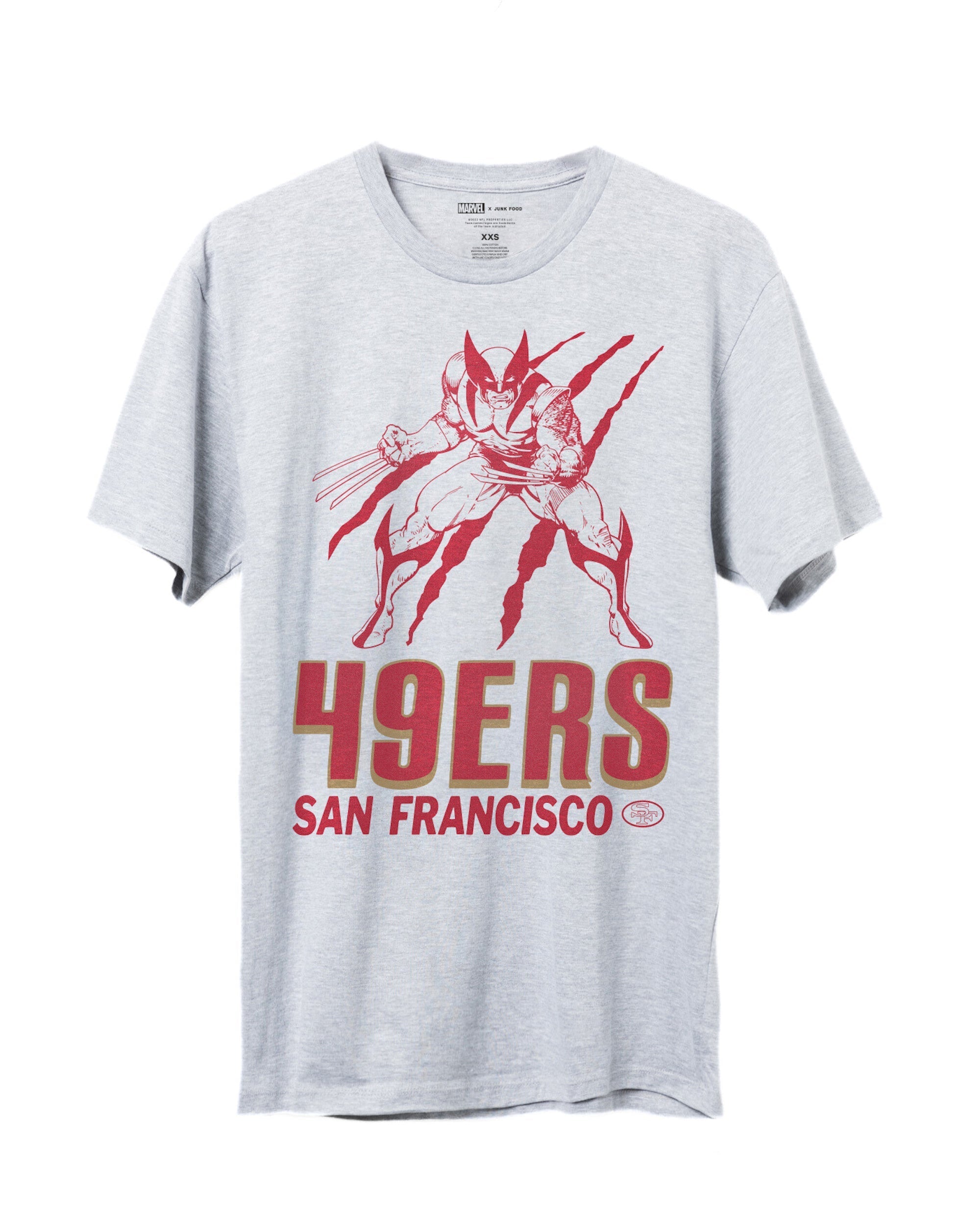 

Футболка 49ers Marvel Wolverine Slash Junk Food Clothing, цвет heather grey