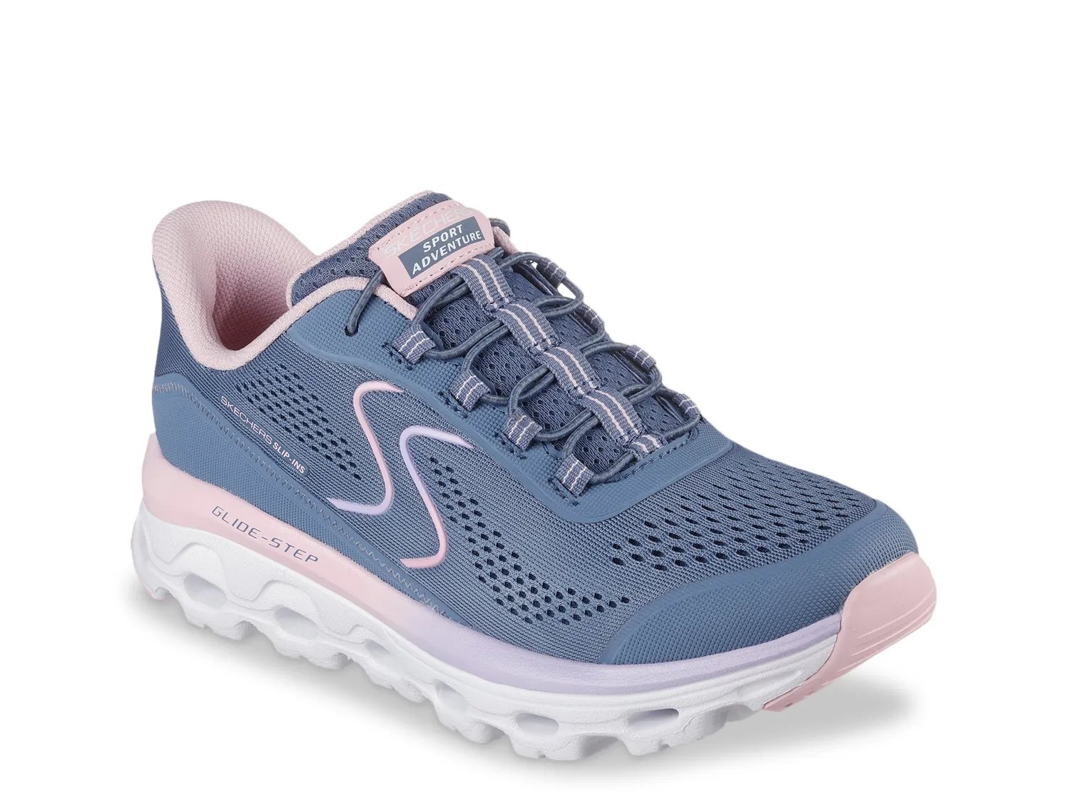 Кроссовки Skechers Hands Free Slip-ins Glide-Step Sole Sneaker - Women's, светло-розовый/голубой