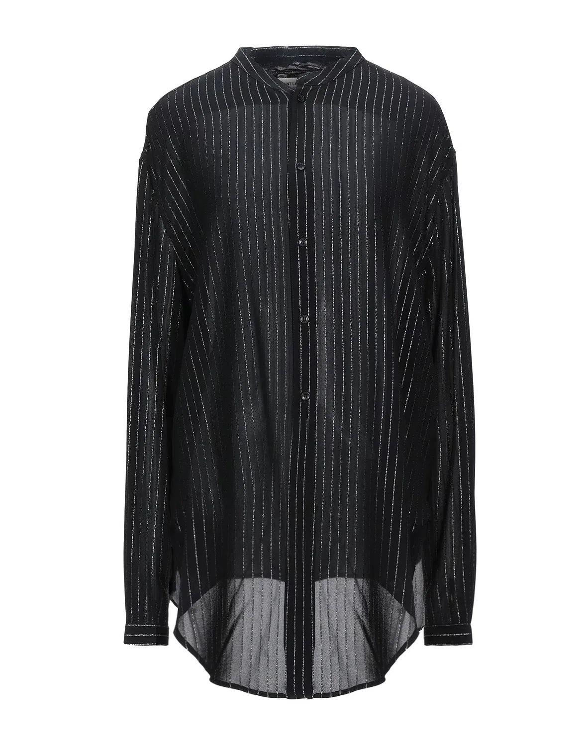 Рубашка в полоску из крепа Saint Laurent черная