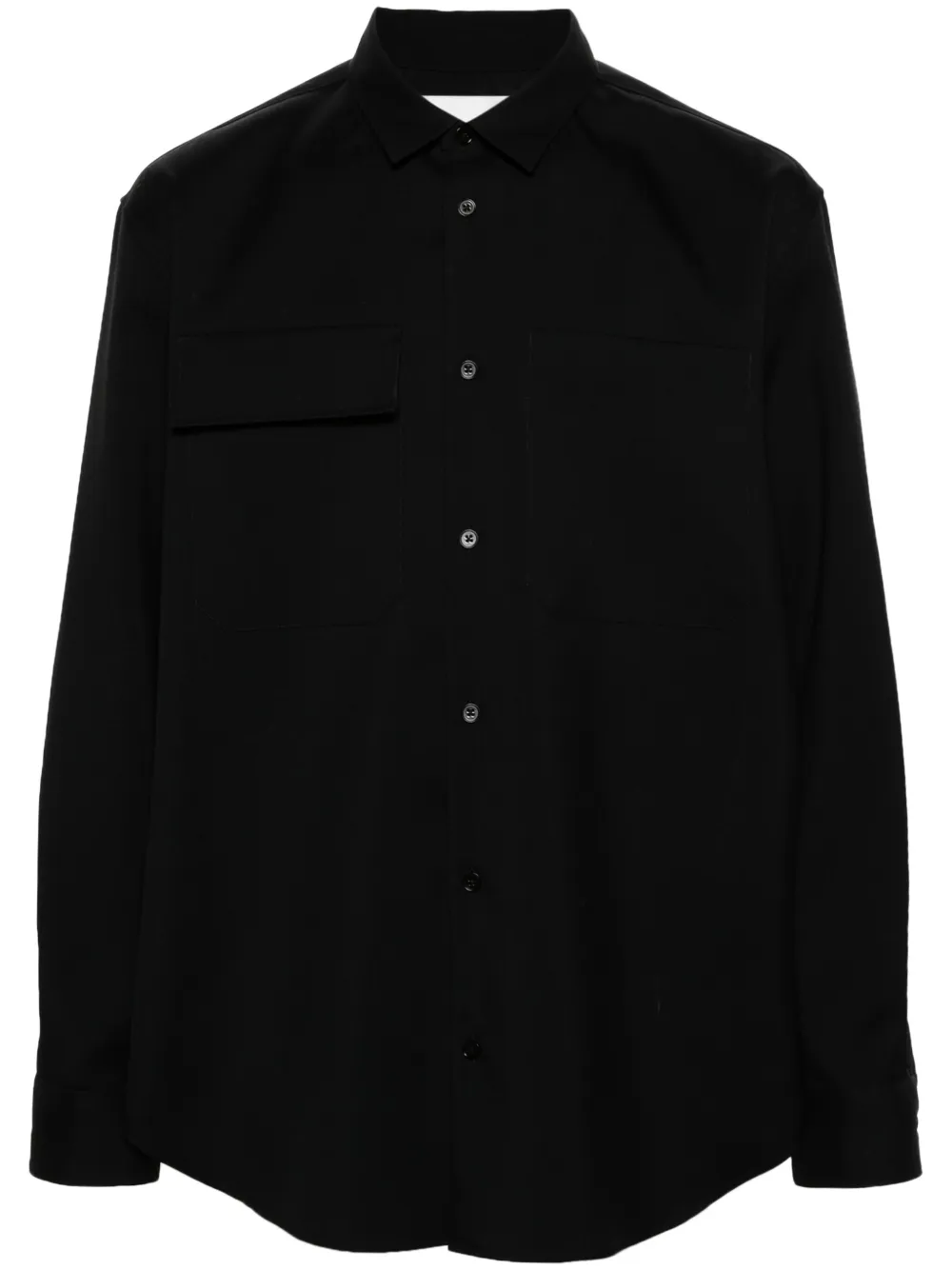 

Габардиновая рубашка из вирджинской шерсти JIL SANDER, черный