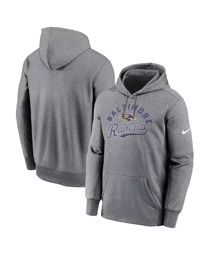 

Мужская серая в рубчик толстовка с капюшоном Baltimore Ravens Performance Fleece Pullover Hoodie Nike