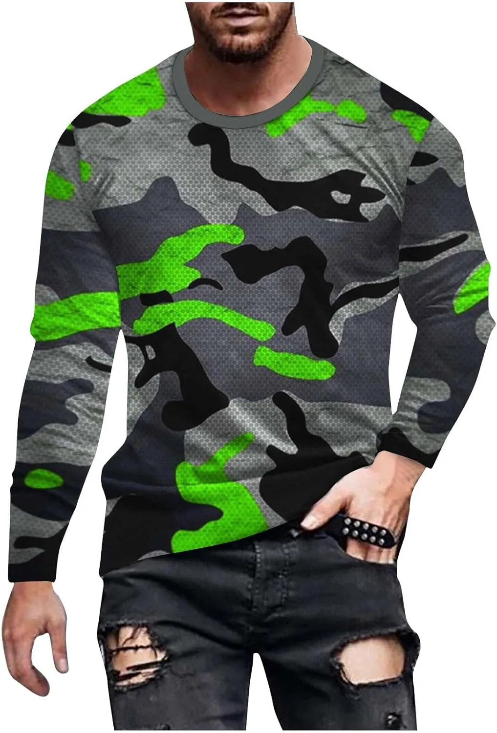 

Мужская футболка Camouflage с длинным рукавом Military Camo Zeiyignr