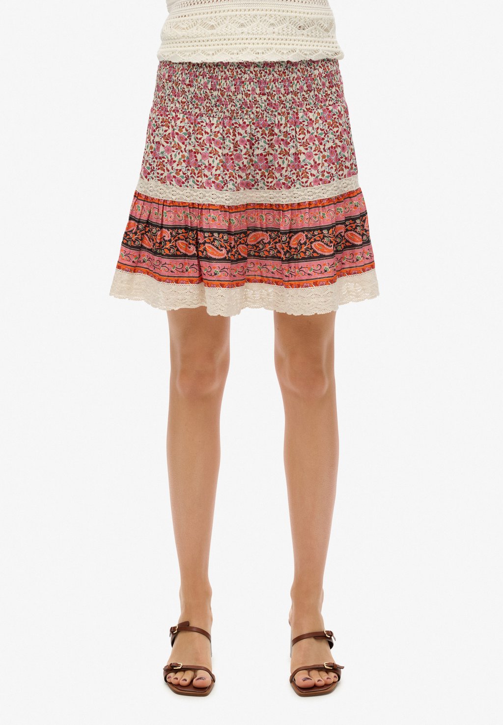 

Юбка А-силуэта PATCHWORK - Mini skirt Superdry, розовый