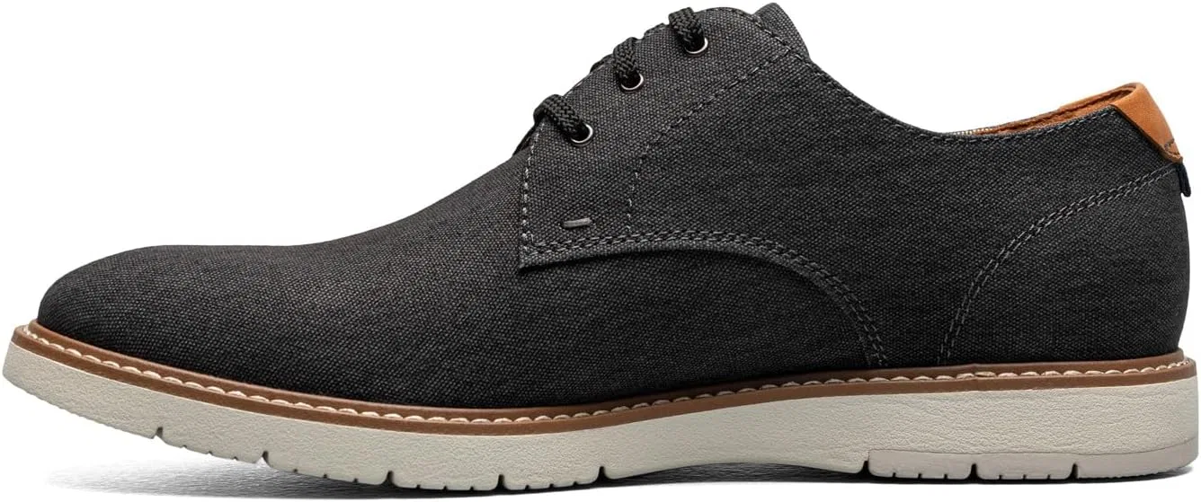 Мужские оксфорды Florsheim Vibe Canvas с гладким носком, 3-Black Canvas Cognac Smooth W White Sole — фото 4