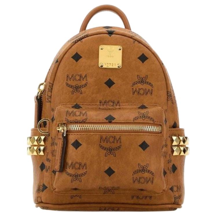 

MCM Мини рюкзак из лакированного полотна с кожаной спинкой женский коньячный бренди
