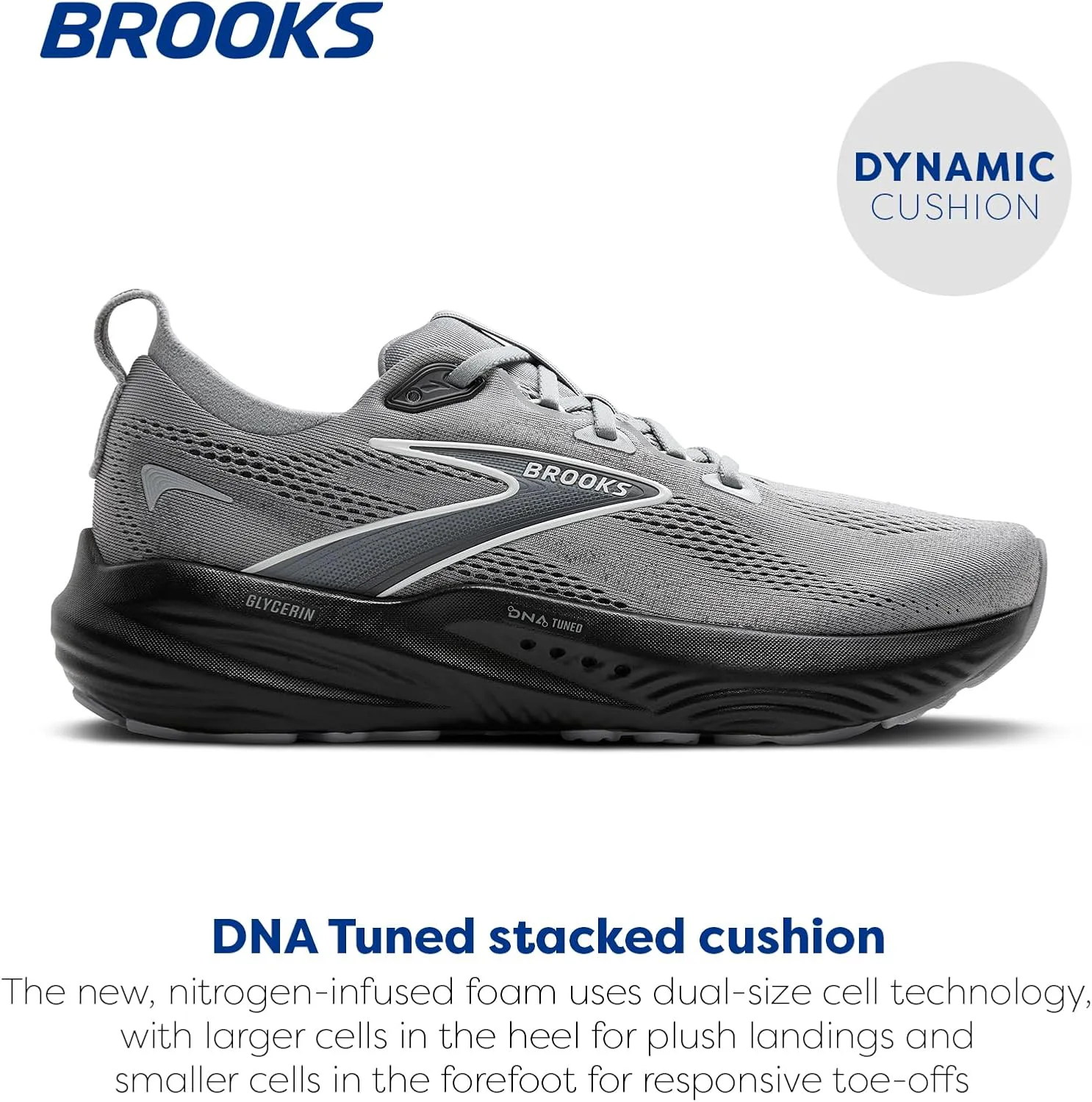 Мужские кроссовки Brooks Glycerin 22 нейтральной амортизации, серый — фото 2