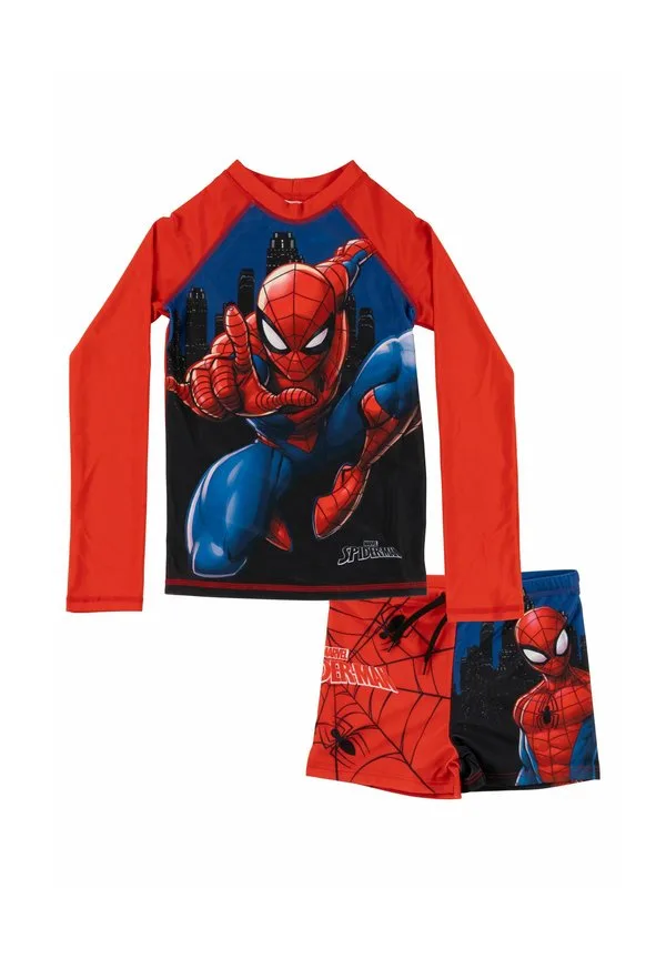 Marvel spiderman schwimmset uvschutz 30 badeanzug badeset рубашка и купальник zweiteiler Spiderman, Rot/Blau