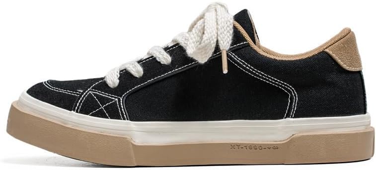 

Мужские кеды на канвасовом ремешке однотонного цвета - удобная повседневная обувь для улицы с регулируемой посадкой Hoalox, черный