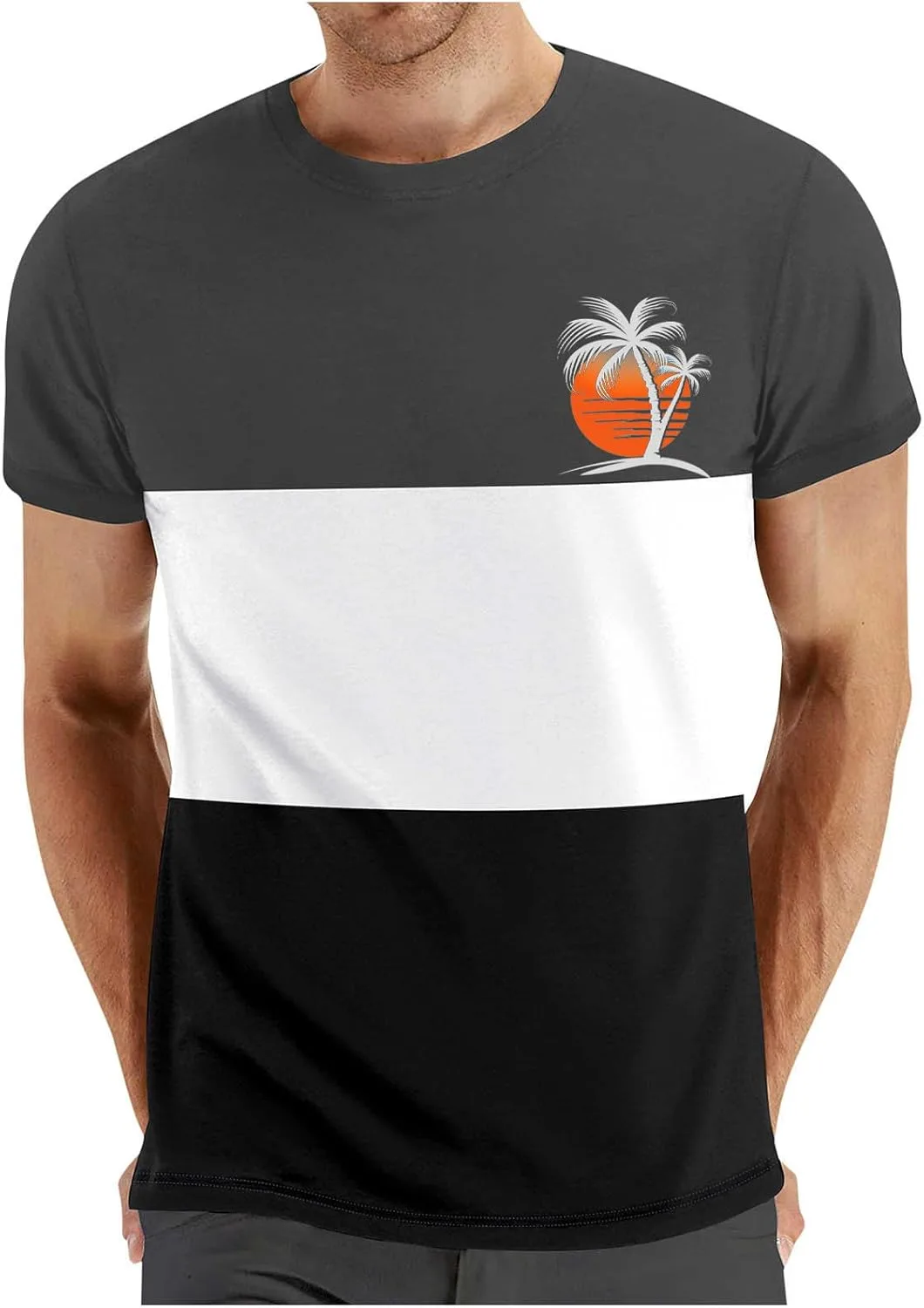 

Мужская футболка Casual с цветными блоками, 2025, Regular Fit