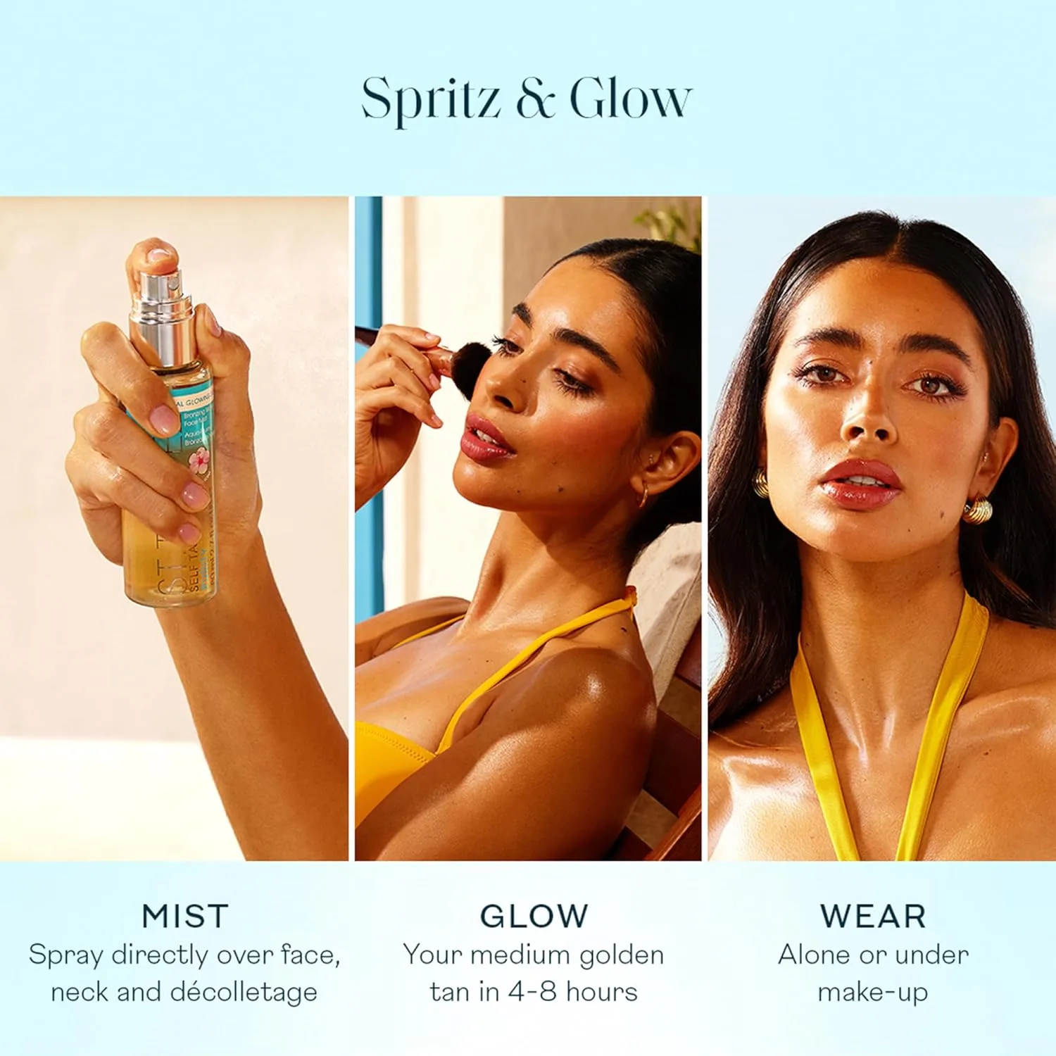 Спрей для лица St. Tropez Self Tan Purity Face Mist, натуральный эффект загара с гиалуроновой кислотой и антиоксидантами, веганский, натуральный, не тестируется на животных, 70 мл. 76.55 г (1 шт.) St.Tropez — фото 3